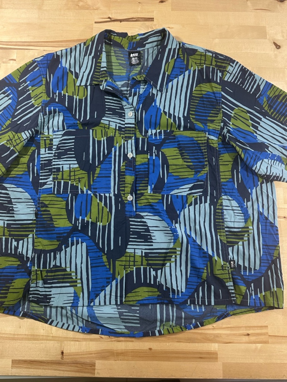 REI Co-op Women's Blue and Green Shirt